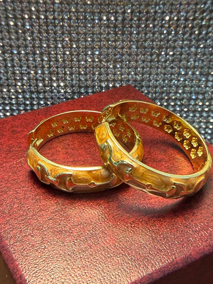 18K Yellow Gold-Plated Brass Stir-Up Brown Enamel Hoop Earrings
