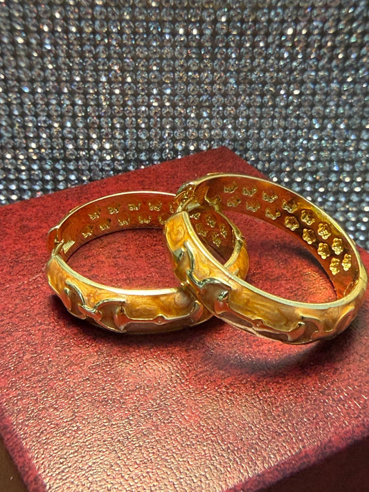 18K Yellow Gold-Plated Brass Stir-Up Brown Enamel Hoop Earrings