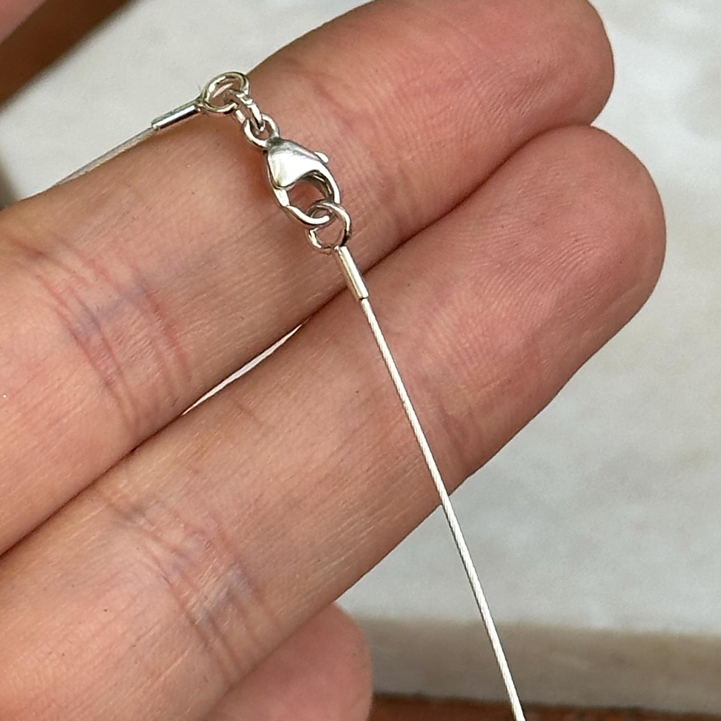 Sterling Silver Thin Wire Round Collar Necklace .60mm Lobster Clasp