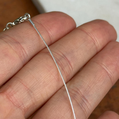 Sterling Silver Thin Wire Round Collar Necklace .60mm Lobster Clasp