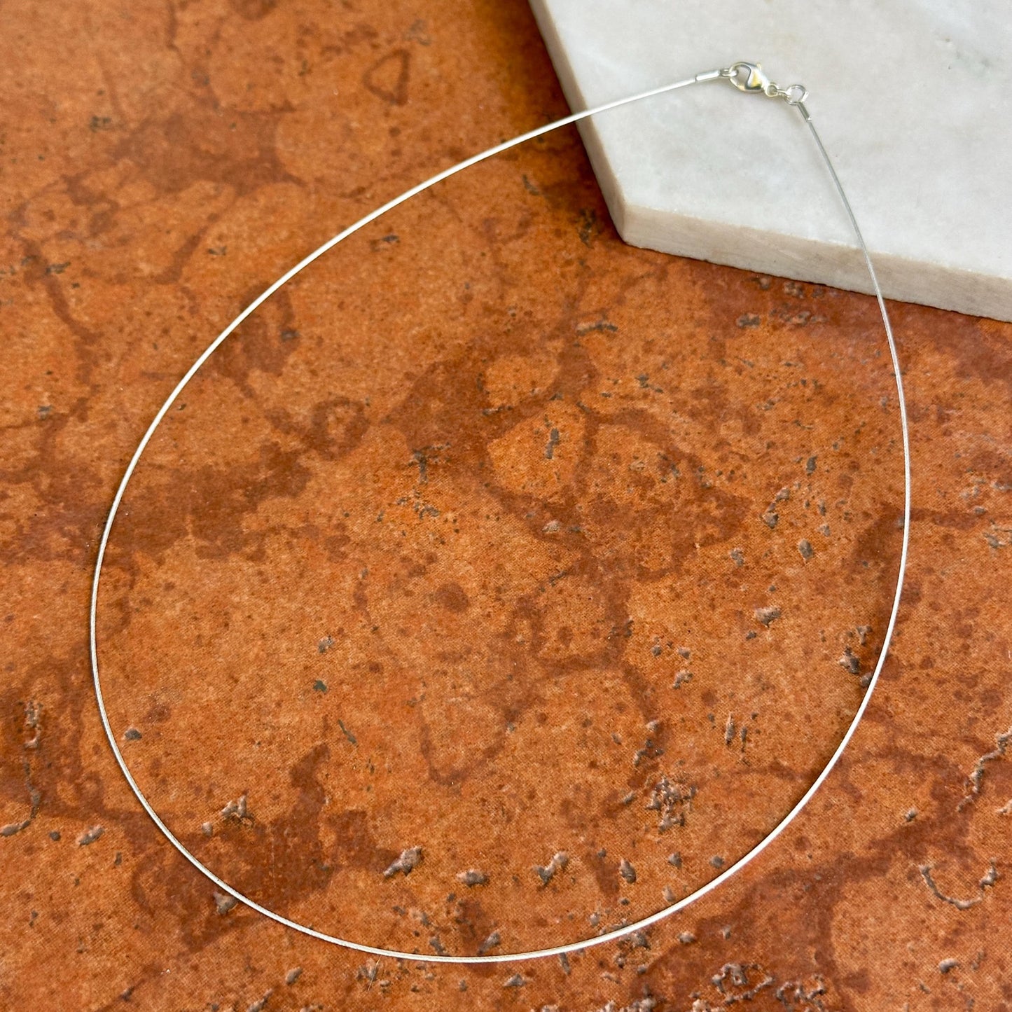 Sterling Silver Thin Wire Round Collar Necklace .60mm Lobster Clasp