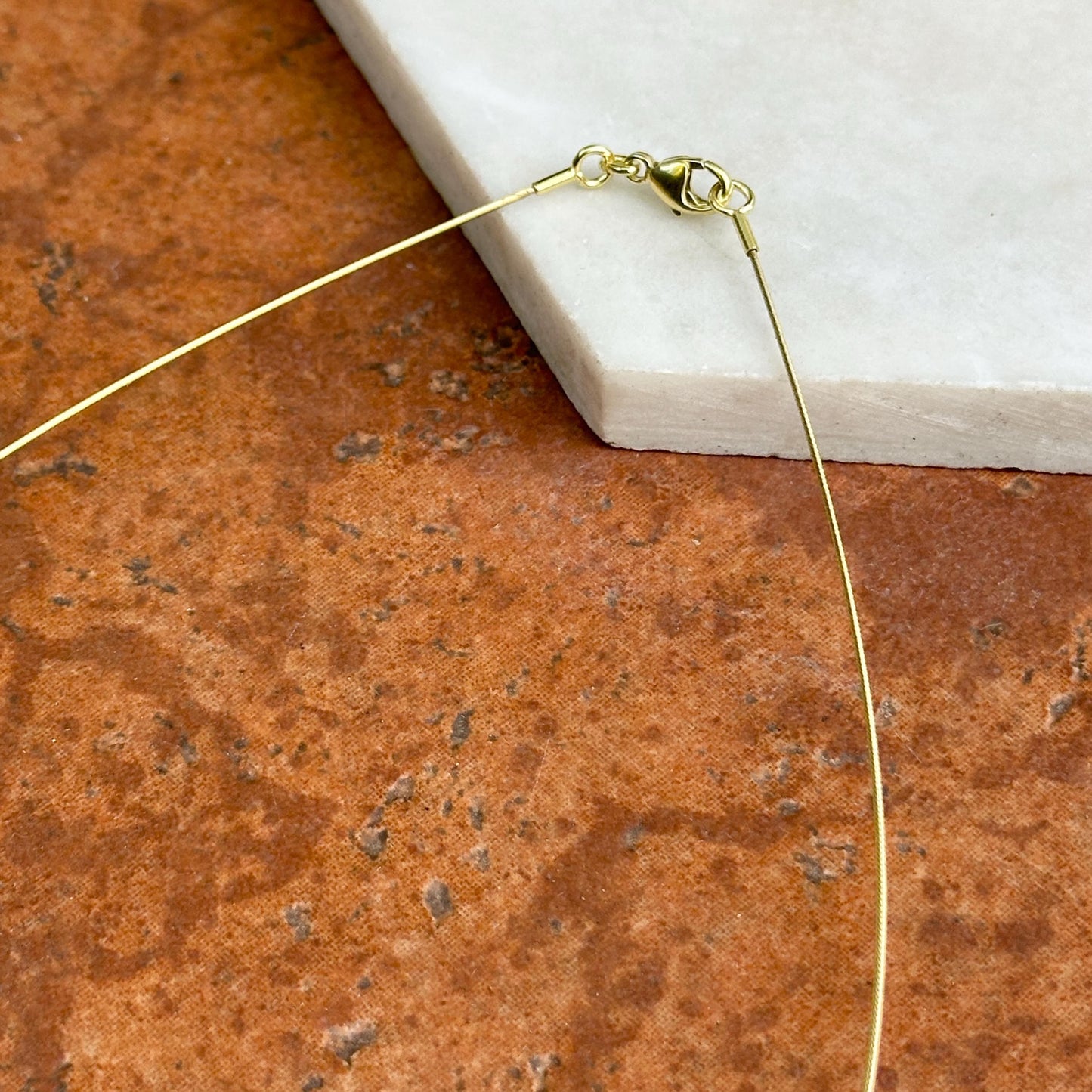 18KT Yellow Gold Plated Sterling Silver Thin Wire Collar Necklace .60mm Various Lengths