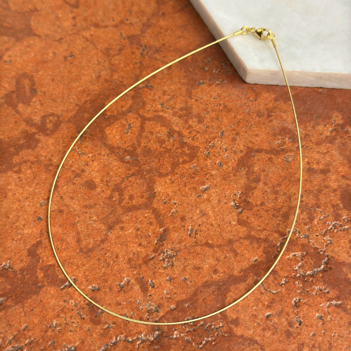 18KT Yellow Gold Plated Sterling Silver Thin Wire Collar Necklace .60mm Various Lengths