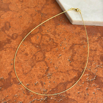 18KT Yellow Gold Plated Sterling Silver Thin Wire Collar Necklace .60mm Various Lengths