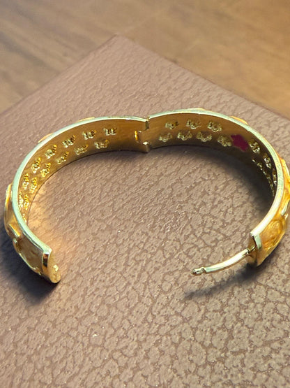 18K Yellow Gold-Plated Brass Stir-Up Brown Enamel Hoop Earrings
