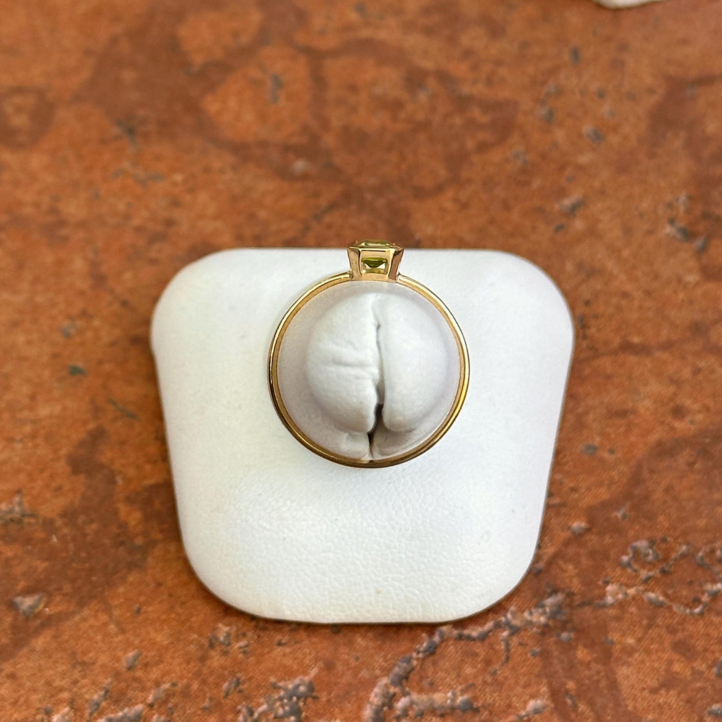 14KT Yellow Gold Emerald-Cut Green Peridot Solitaire Ring