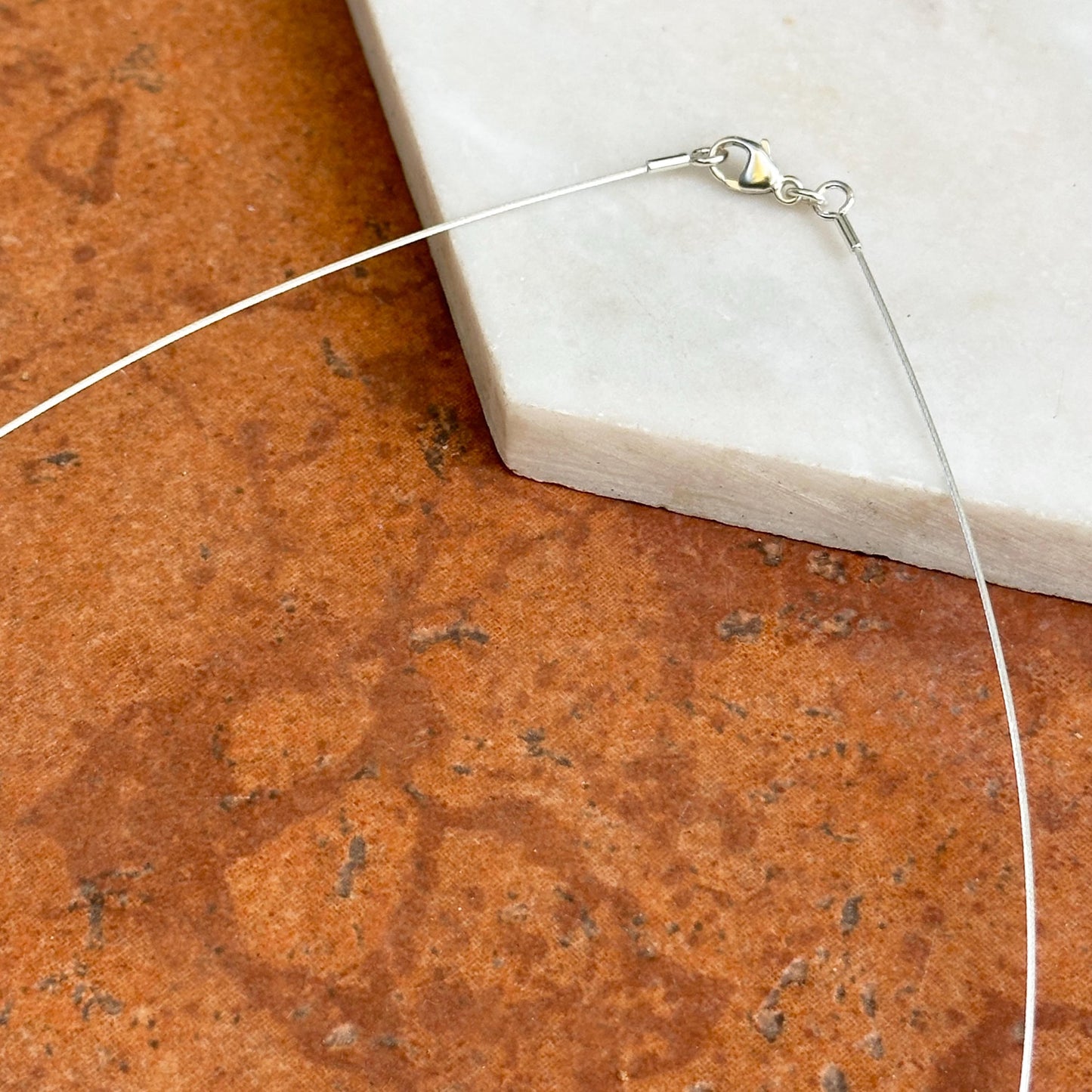 Sterling Silver Thin Wire Round Collar Necklace .60mm Lobster Clasp