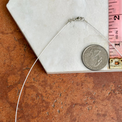 Sterling Silver Thin Wire Round Collar Necklace .60mm Lobster Clasp