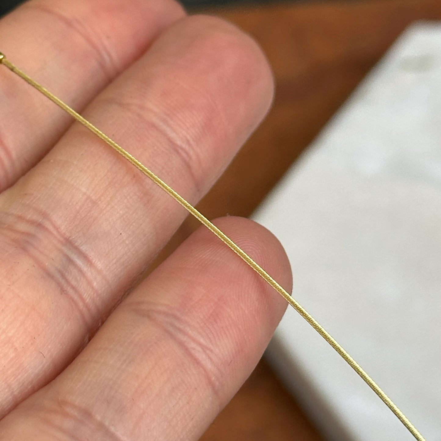 18KT Yellow Gold Plated Sterling Silver Thin Wire Collar Necklace .60mm Various Lengths