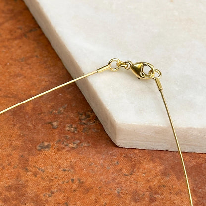 18KT Yellow Gold Plated Sterling Silver Thin Wire Collar Necklace .60mm Various Lengths