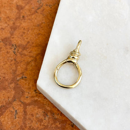 14KT Yellow Gold Round Link Push-In Charm Holder / Connector 16mm