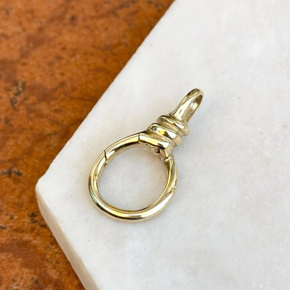 14KT Yellow Gold Round Link Push-In Charm Holder / Connector 16mm