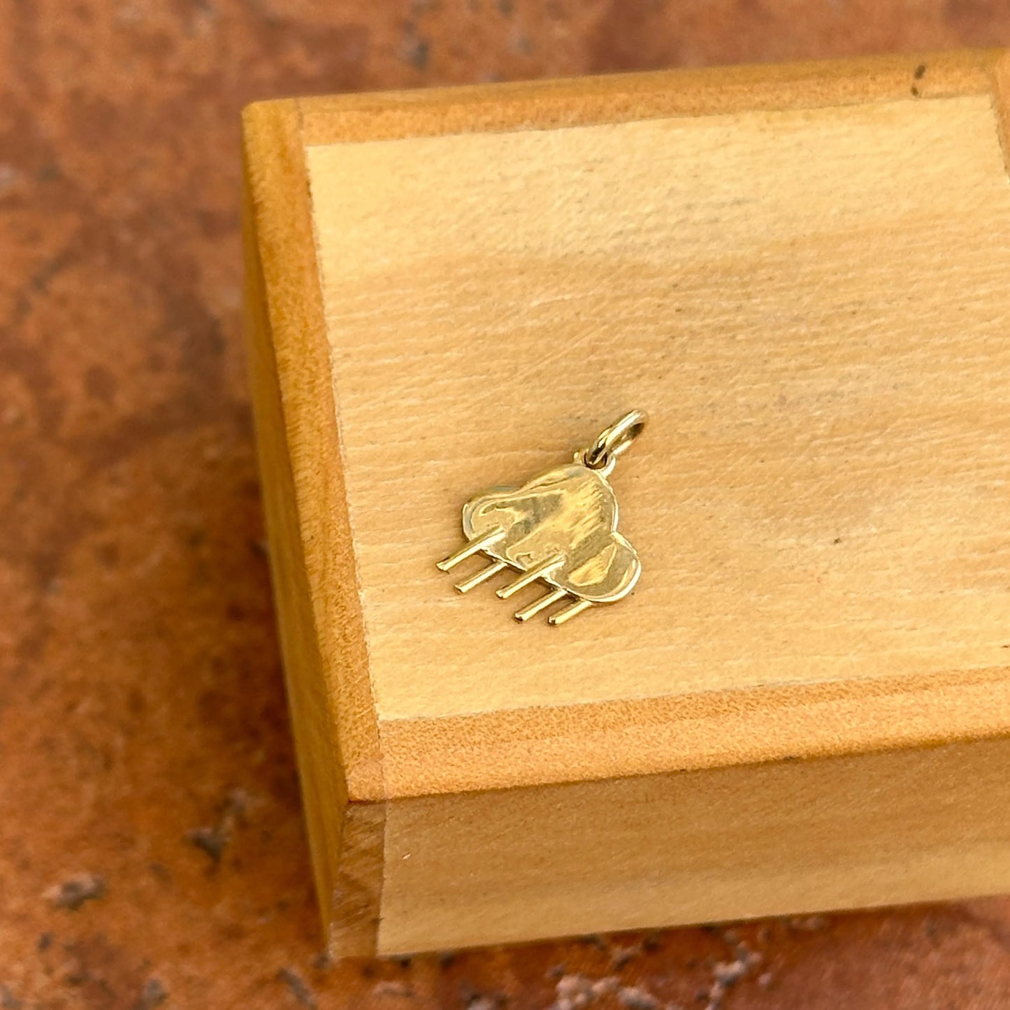 14KT Yellow Gold Lightening Cloud Charm Pendant Small