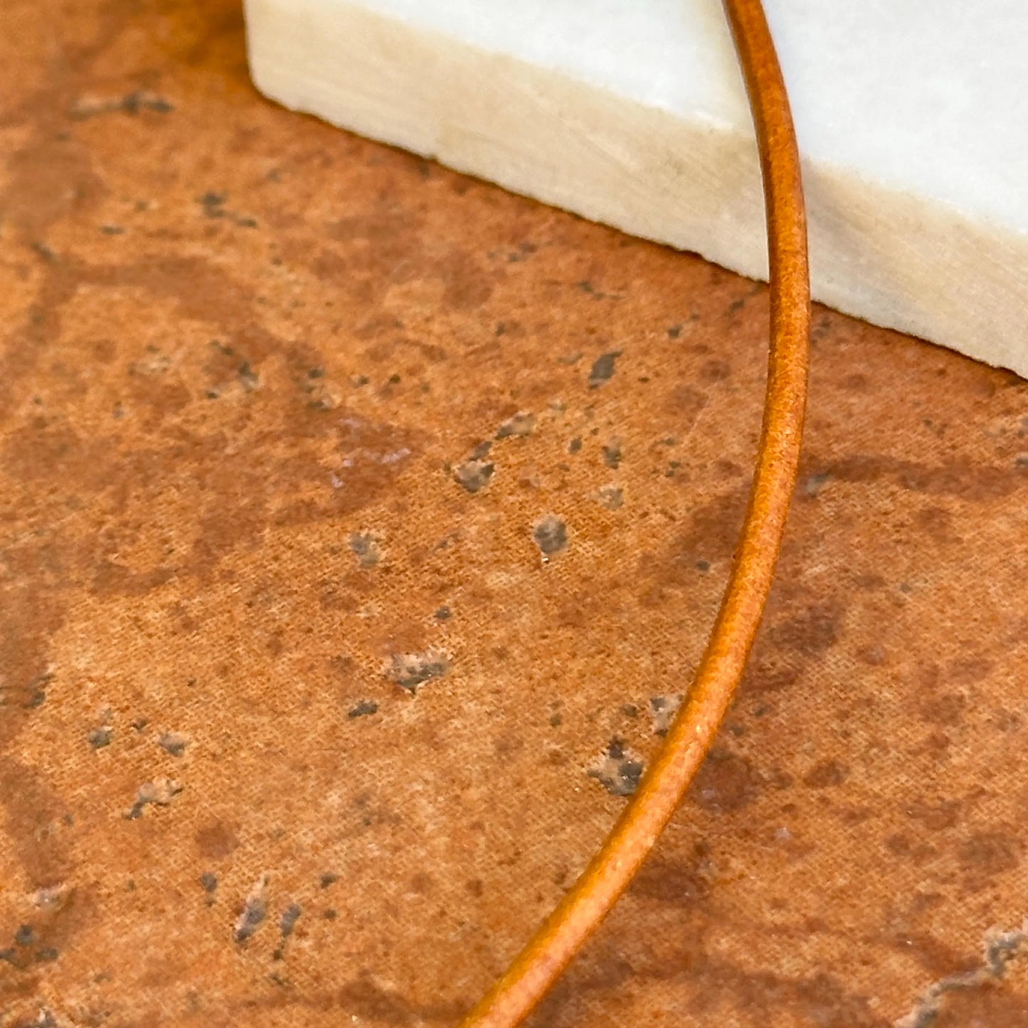 14KT Yellow Gold Tan Brown Leather Cord Necklace