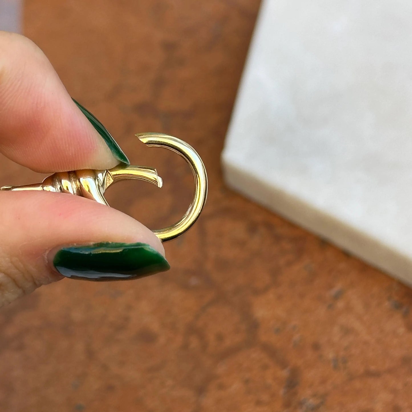 14KT Yellow Gold Round Link Push-In Charm Holder / Connector 16mm