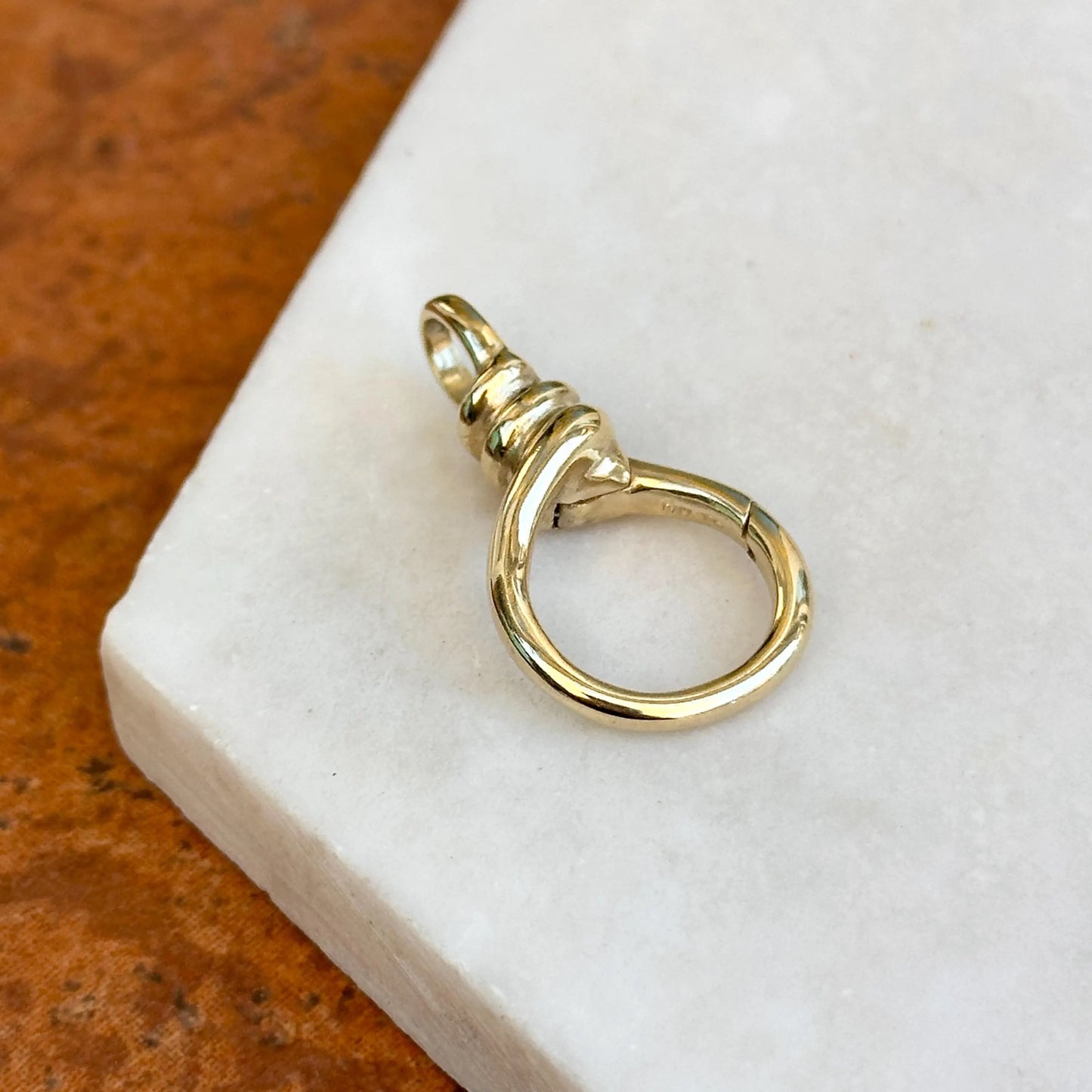 14KT Yellow Gold Round Link Push-In Charm Holder / Connector 16mm