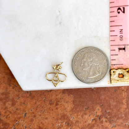 14KT Yellow Gold Flat Bee Outline Pendant Charm Small 14mm