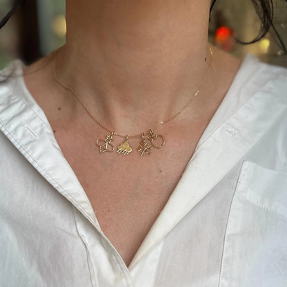 14KT Yellow Gold Lightening Cloud Charm Pendant Small