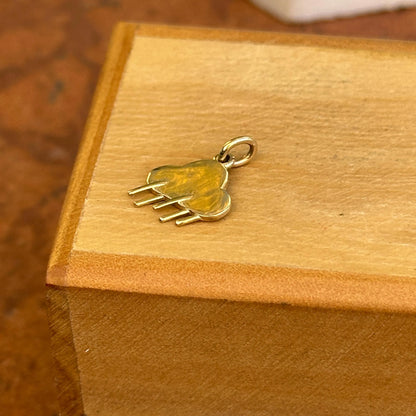 14KT Yellow Gold Lightening Cloud Charm Pendant Small