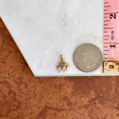 14KT Yellow Gold Lightening Cloud Charm Pendant Small