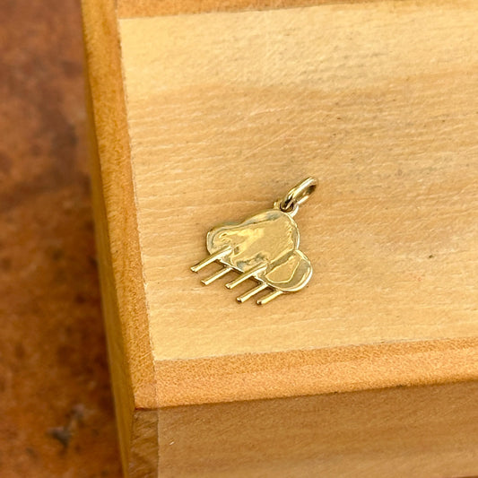 14KT Yellow Gold Lightening Cloud Charm Pendant Small