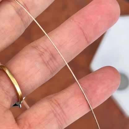 14KT Rose Gold .60mm Neck Wire Weave Chain Cable Round Collar Necklace