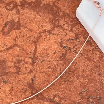 14KT Rose Gold .60mm Neck Wire Weave Chain Cable Round Collar Necklace