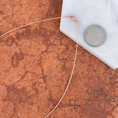 14KT Rose Gold .60mm Neck Wire Weave Chain Cable Round Collar Necklace