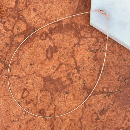 14KT Rose Gold .60mm Neck Wire Weave Chain Cable Round Collar Necklace