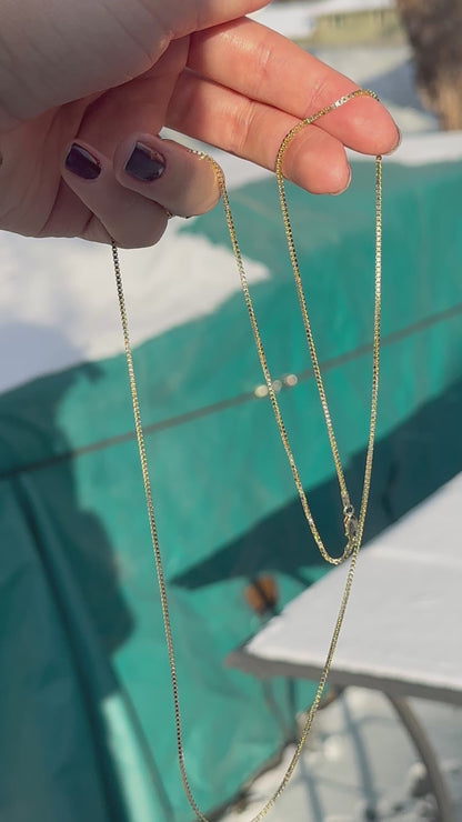 14KT Yellow Gold 1.5mm Solid Box Chain Necklace