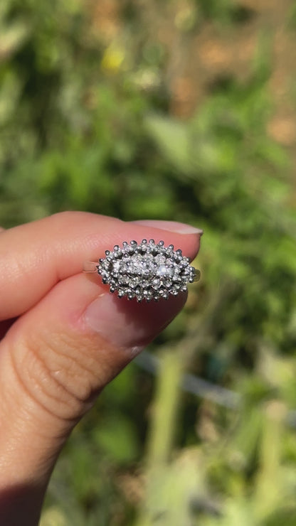 Estate 14KT White Gold Round Diamond Cluster Ring