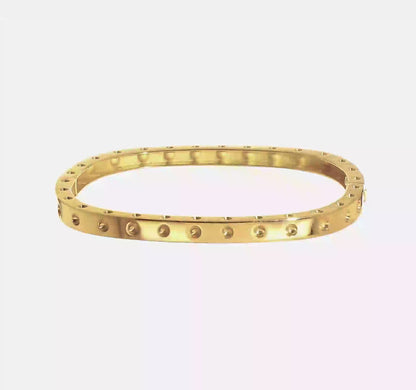 14KT Yellow Gold Notched Square Bangle Bracelet