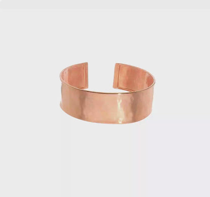 14KT Rose Gold Hammered Cuff Bracelet 19mm