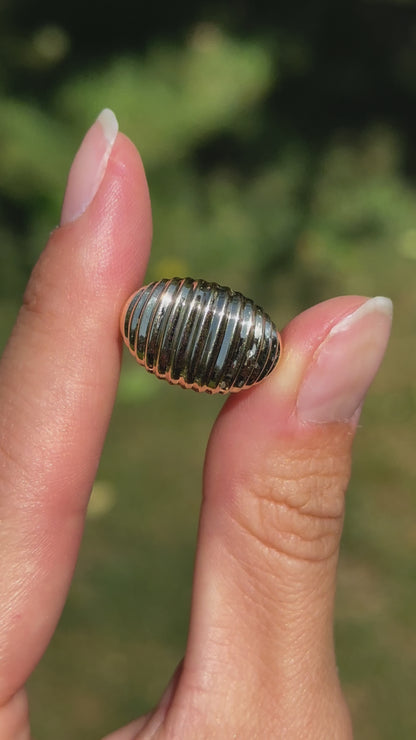 14KT Yellow Gold Ridged 12.5mm Dome Ring