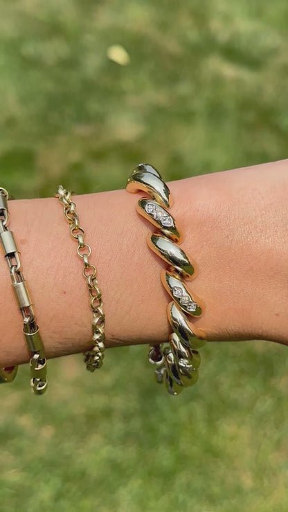 Estate 14KT Yellow Gold 10mm San Marco Diamond Bracelet