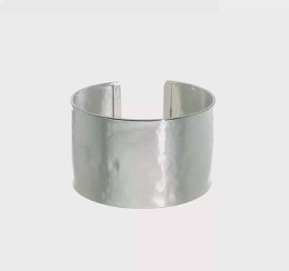 Sterling Silver Hammered Cuff Bracelet 37mm