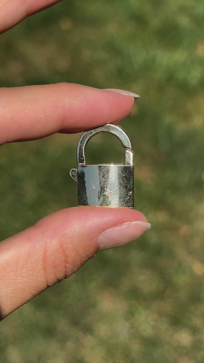 14KT Yellow Gold Hinged PadLock Pendant 28mm