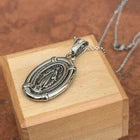 Stainless Steel Oval Spanish Miraculous Medal Pendant Chain Necklace 18" unisex