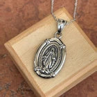 Stainless Steel Oval Spanish Miraculous Medal Pendant Chain Necklace 18" unisex