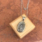 Stainless Steel Oval Spanish Miraculous Medal Pendant Chain Necklace 18" unisex