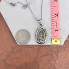 Stainless Steel Oval Spanish Miraculous Medal Pendant Chain Necklace 18" unisex
