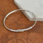 Sterling Silver Cubic Zirconia Bypass Thin Bangle Bracelet