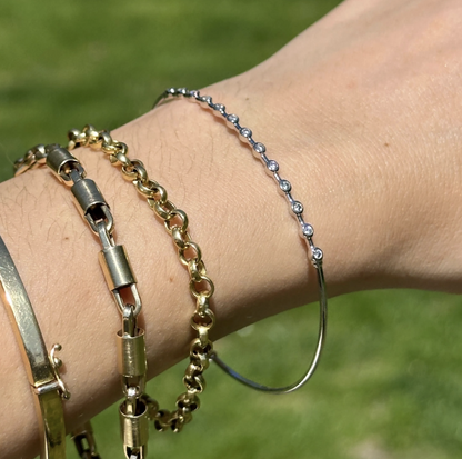 Estate 14KT White Gold Bezel Diamond Cuff Bracelet