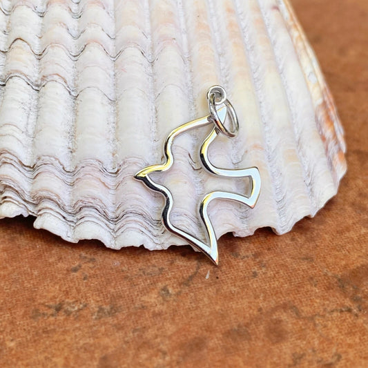 10KT White Gold Cut-Out Dove "Holy Spirit" Pendant Charm
