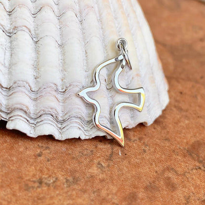 10KT White Gold Cut-Out Dove "Holy Spirit" Pendant Charm