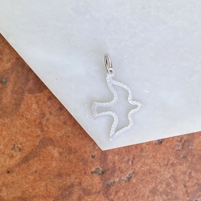 10KT White Gold Cut-Out Dove "Holy Spirit" Pendant Charm