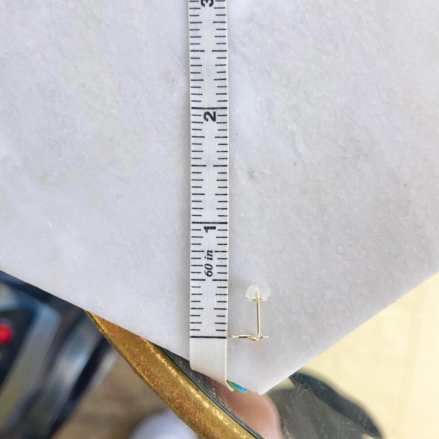 14KT Yellow Gold CZ Stone Cross Post Stud Earrings