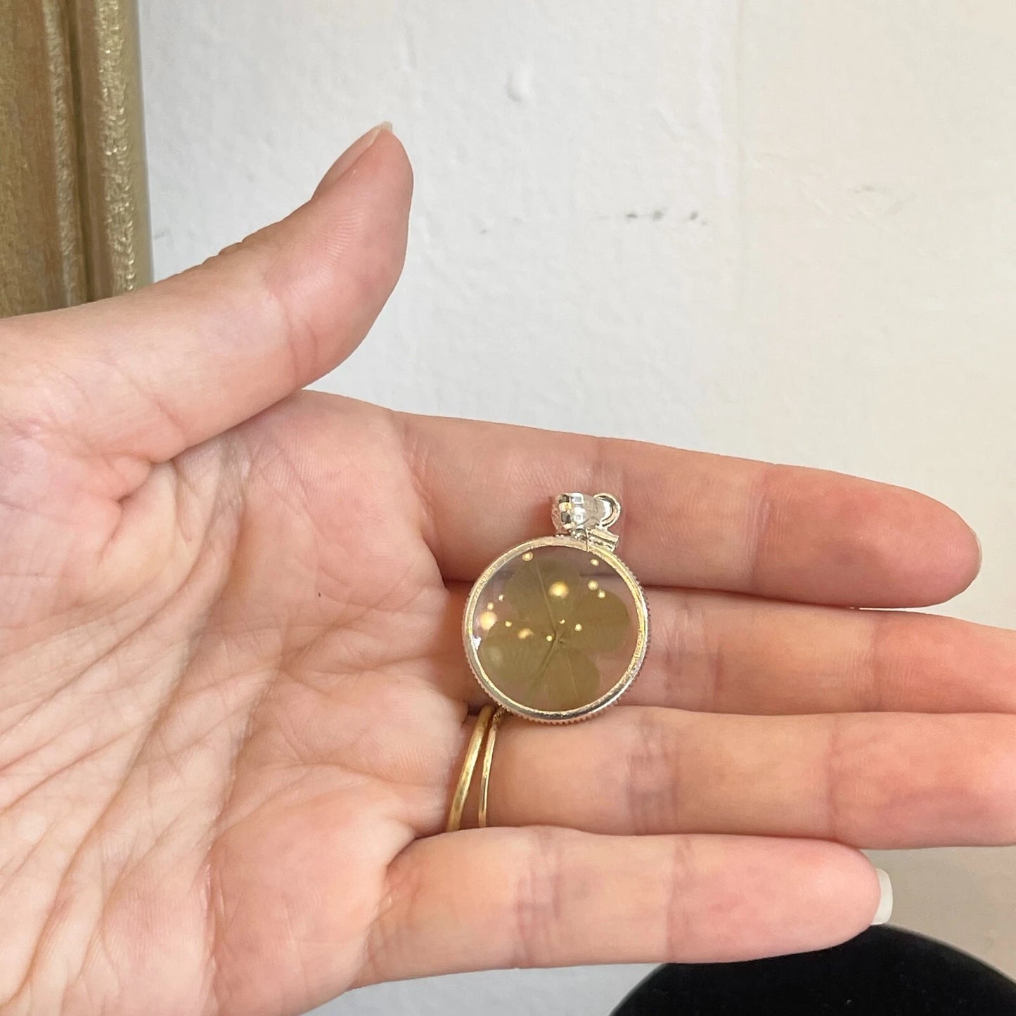 Sterling Silver Irish Four Leaf Clover GENUINE Bezel Pendant Charm 22mm