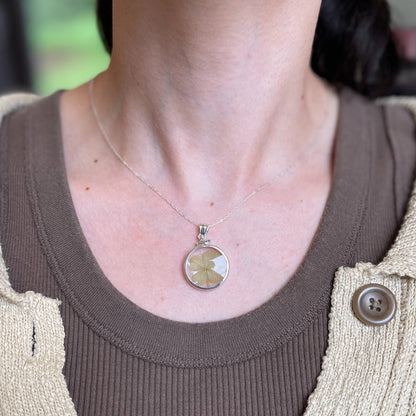 Sterling Silver Irish Four Leaf Clover GENUINE Bezel Pendant Charm 22mm