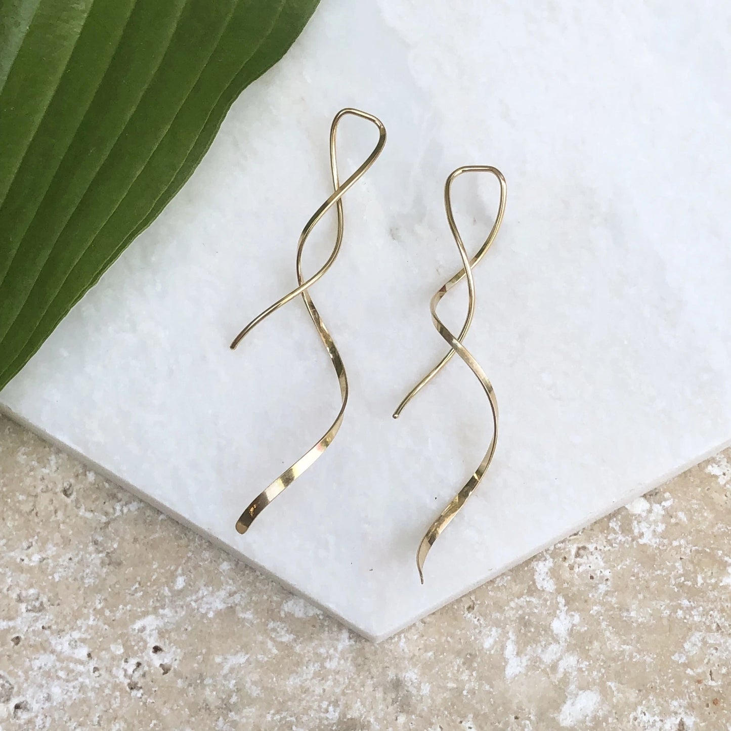 14 KT Yellow Gold-Filled Threader Ear Wires Curl Twist Design Earrings NEW